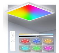 Oraymin Plafonnier à LED RGB, plafonnier à intensité variable avec télécommande 28W 3100LM, changement de couleur du panneau LED, fonction mémoire, lampe carrée 3000K-6500K pour salon chambre à couche