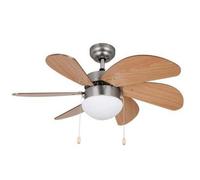Orbegozo CP 15075N Ventilateur de plafond de avec lumière, 3 vitesses, 6 pales de bois, de système de ventilation réversible, 50 W