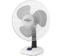 Orbegozo TF 0123 - Ventilateur de table, oscillant, 2 vitesses, diamètre de l'hélice 23 cm, poignée, 25 W, veilleuse LED, blanc