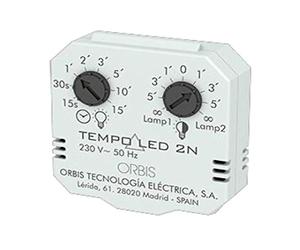 Orbis TEMPOLED 2 N 230 V TEMPORIZ.REGULABLE DE 15 S A 15 Min. Doble NIVEL. Luz DE CORTESIA DE 1 A 5 Min