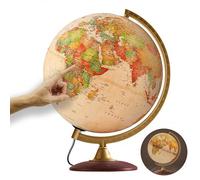 ORBIT Globes & Maps - Globe lumineux rétro dans le style antique - globe vintage de 30cm avec pied stable, image de carte 2023 physique/politique avec lampe LED, image de carte française actuelle