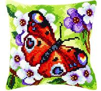 Orchidea Cushion Cross Stitch Kit de point de croix pour coussin, Papillon, 40 x 40 cm