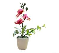 Orchidée artificielle avec vase - Décoration élégante pour la maison et le bureau - Pour 3 fleurs - Motif papillon - Rouge