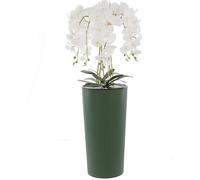 Orchidée artificielle blanche en pot bouquet de fleurs H 107,5 cm pot rainures vertes