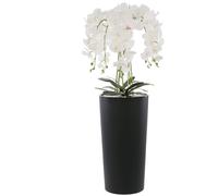 Orchidée artificielle blanche en pot bouquet H 107,5 cm pot anthracite rainures