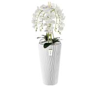 Orchidée artificielle - BOTLE - Blanc - H 115 cm - Fleurs réalistes - Pot moderne en plastique