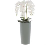 Orchidée artificielle bouquet blanc dans pot de fleurs H 107,5 cm pot gris rainuré