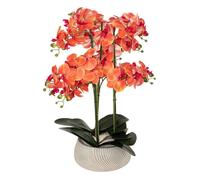 Orchidée artificielle en pot ""Sanae"" pot en ciment orange H65cm - Atmosphera Créateur d'intérieur