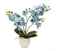 Orchidée artificielle en PVC souple, 37 cm, décoration nécessitant peu | Design papillon réaliste, fleur blanche réaliste, 37 cm de hauteur, ajoute une élégance naturelle, pas de décoloration