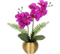 Orchidée artificielle réaliste en céramique dorée, pour la décoration