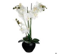 Atmosphera Orchidée artificielle sur vase en céramique noir H53 cm