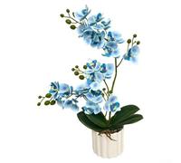 Orchidée phalaenopsis artificielle, faux papillon réaliste en pot, décoration en plastique durable pour maison, bureau, centre de table de mariage, faible entretien (C)