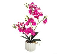 Orchidée phalaenopsis artificielle, faux papillon réaliste en pot, décoration en plastique durable pour maison, bureau, centre de table de mariage, faible entretien (D)