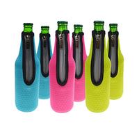 Orchidtent Lot de 6 pochettes isothermes en néoprène avec fermeture éclair pour bouteille de bière - 500 ml - Pour bar, fête d'anniversaire, activités de plein air - 500 ml
