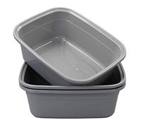 Ordate 13 L Grande Bassine Vaisselle Cuvette Bassine Pied Bassines en Plastique, Rectangulaire, Couleur Grise, 3 Paquet