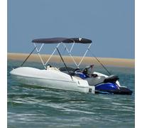 Ordellia 3 Bow Bimini Top avec panneaux latéraux en maille 183 x 137 à 152 x 137 cm en polyester 600D avec revêtement PU, cadre en aluminium, protection UV, imperméable pour bateau, marine et remorque