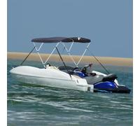 Ordellia 3-Bow Bimini Top avec panneaux latéraux en maille, protection de bateau et housse de bateau pour marine, port et remorque, polyester 600D imperméable avec protection UV, 183 x (170-182) x 137
