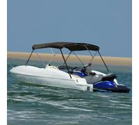 Ordellia 3-Bow Bimini Top noir 183 x 160 x 137 cm en polyester 600D avec revêtement PU, cadre en aluminium, 4 sangles en nylon réglables, protection UV, imperméable, pour bateau, marine, port