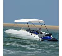 Ordellia 4-Bow Bimini Top - Blanc - 243 x 230 à 244 x 137 cm - Capote de bateau en polyester avec revêtement PU - Cadre en aluminium - Protection UV - Imperméable - Pour marine, port, remorque et