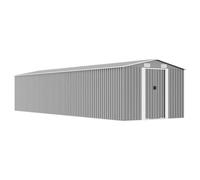 Ordellia Abri de Jardin Gris en Acier galvanisé 257x779x181 cm avec Porte coulissante, Ventilation, Stockage extérieur pour Outils, mobilier, pelouse, résine, PVC, terrasse