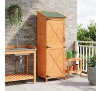 Ordellia Abri de jardin marron en bois 59,5 x 56 x 176,5 cm, espace de rangement pour outils, outils de jardin, tondeuse, vélo et poubelle pour extérieur, terrasse et balcon