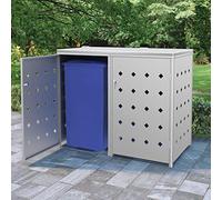 Ordellia Abri de Poubelle Double sur roulettes 240 L en Acier Inoxydable résistant aux intempéries pour Jardin extérieur terrasse Garage avec Porte verrouillable et Ventilation Efficace