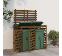 Ordellia Abri pour Poubelle Double en Bois de pin Massif avec roulettes Marron Miel capacité Ajustable pour Jardin extérieur terrasse Garage et Cuisine Rangement Dissimulation Protection