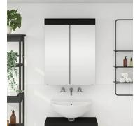 Ordellia Amoire de Salle de Bain avec Miroir et 3 étagères Tulum Noir, Bois d ingénierie, 60 x 16,5 x 78 cm, Rangement Mural intérieur pour Vasque et Coiffeuse