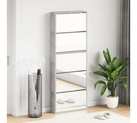 Ordellia Armire à Chaussures Miroir 5 Niveaux Gris béton 63x17x169,5 cm Meuble de Rangement structuré pour entrée, Couloir ou Chambre Support de Stockage Vertical