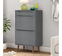 Ordellia Armoire à chaussures Molde grise en pin massif avec vernis UV 59,5 x 35 x 103 cm, espace de rangement avec tiroirs rabattables, peu encombrant, pour couloir, entrée