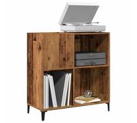 Ordellia Armoire à disques, aspect bois vieilli et métal, 84,5 x 38 x 89 cm, pour rangement de vinyle, vitrine, buffet, commode, armoire de salon avec espace de rangement
