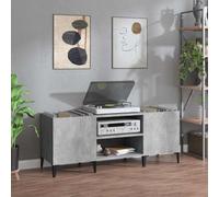 Ordellia Armoire à disques gris béton en bois et métal 121 x 38 x 48 cm, rangement avec espace de rangement pour disques vinyles LP, comme meuble TV, buffet ou meuble haut dans le salon et le bureau