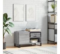 Ordellia Armoire à disques gris Sonoma 85 x 38 x 48 cm en bois avec pieds en fer, rangement multimédia, meuble TV bas pour plaque sonore, rack hi-fi et rangement du salon