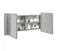 Ordellia Armoire à Miroir LED de Bain Gris Sonoma, Meuble lavabo Salle Bain en Bois d’ingénierie, 100 x 12 x 45 cm, Rangement Vasque Suspendu avec étagère et lumière RVB