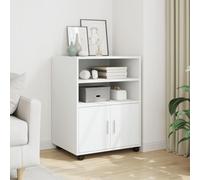 Ordellia Armoire à roulettes blanche en bois 60 x 48 x 81 cm avec 4 roulettes, 2 freins, étagère et compartiment de porte pour bureau, bureau, bureau à domicile, rangement pour dossiers, documents et
