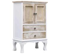 Ordellia Armoire à tiroirs Blanche 50x30x80 cm en Bois de Paulownia, 2 tiroirs 2 Portes, Rangement Buffet bahut Commode pour Salon Chambre Bureau