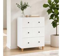 Ordellia Armoire à tiroirs Blanche en Bois d'ingénierie 66 x 34,5 x 90 cm, Meuble Rangement avec 3 tiroirs, Commode Salon Chambre entrée, Stockage Usage intérieur