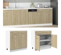 Ordellia Armoire à tiroirs Lyon chêne Sonoma en Bois d’ingénierie, Meuble Armoire de 80 x 46 x 81,5 cm avec Placard, Rangement, tiroir, étagère, Plan Travail, Organisateur Cuisine