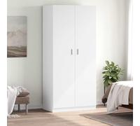 Ordellia Armoire blanche en bois 90 x 52 x 200 cm avec 2 portes, tringle à vêtements et compartiment haut, peu encombrant pour chambre à coucher, couloir et dressing, avec espace de rangement