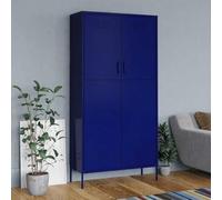 Ordellia Armoire bleu marine en acier 90 x 50 x 180 cm avec 4 étagères réglables et tringle à vêtements pour chambre à coucher couloir espace de rangement
