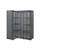 Ordellia Armoire d'angle grise peu encombrante avec tringle à vêtements et étagère, tube en fer et polyester, 130 x 87 x 169 cm, rangement pour chambre à coucher, couloir, dressing