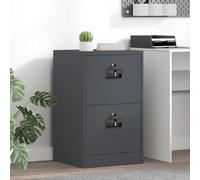 Ordellia Armoire de classement anthracite en acier laminé à froid, 45,5 x 42 x 74,5 cm, avec 2 tiroirs et 2 étagères coulissantes, serrure à came, rangement de bureau pour bureau