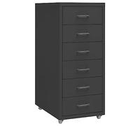 Ordellia Armoire de classement en métal avec roulettes Anthracite 28 x 41 x 69 cm, 6 tiroirs, pour fichiers, dossiers, documents, bac à roulettes pour bureau et bureau à domicile avec fonction