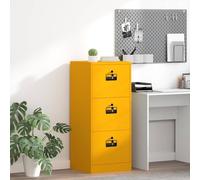 Ordellia Armoire de classement jaune moutarde en acier laminé à froid 45,5 x 42 x 106,5 cm avec 3 tiroirs, 3 étagères coulissantes, serrure à came pour bureau et étude