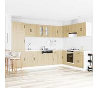 Ordellia Armoire de Cuisine Kalmar en Bois d’ingénierie chêne Sonoma 80 x 46 x 81,5 cm, Meuble Armoire Buffet vaisselier pour Salle à Manger, Rangement intérieur Durable à 2 Portes affleurantes