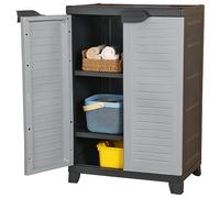 Ordellia Armoire de Rangement en Plastique Gris 65 x 45 x 97 cm, 2 Portes, 3 étagères, verrouillable avec Cadenas, pour Bureau Garage entrée Atelier, et Organisation Facile