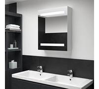 Ordellia Armoire de Salle de Bain à Miroir LED 50x13,5x60 cm Blanc argenté, Meuble Rangement Mural avec 3 étagères, Panneau MDF mélaminé et Interface USB 5 V lumière Douce