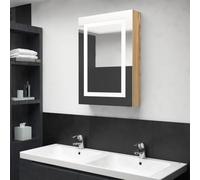 Ordellia Armoire de Salle de Bain à Miroir LED chêne 50 x 13 x 70 cm, Meuble lavabo Salle Bain Mural en MDF mélaminé, 3 étagères, Rangement Vasque sous Placard pour Douche et buanderie