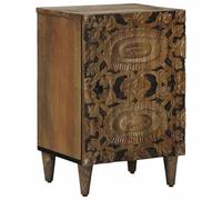 Ordellia Armoire de Salle de Bain en Bois de manguier Massif Marron, Meuble rectangulaire avec Pied métal, 38 x 33,5 x 58 cm, Rangement intérieur, pour lavabo, Douche, Toilette et buanderie