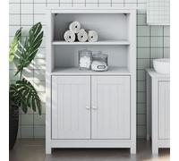 Ordellia Armoire de Salle de Bain en Bois de pin Massif Berg Blanc 69,5x34x110 cm avec 4 étagères 2 Portes, Rangement organisé pour Salle de Bain WC
